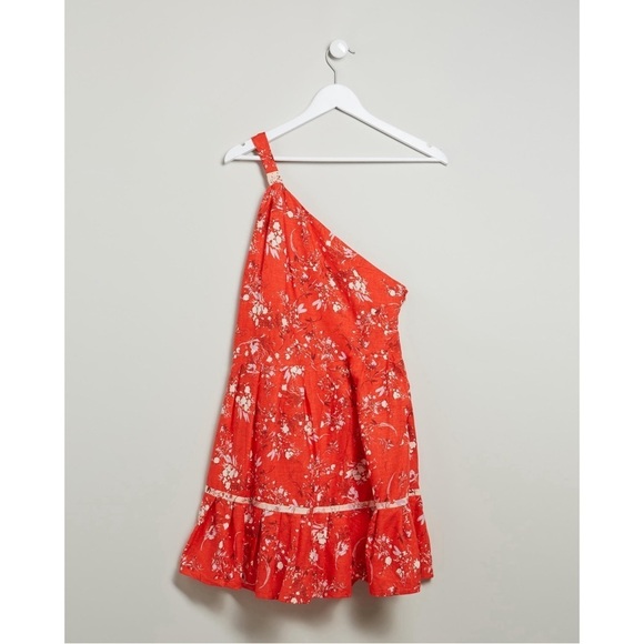 FREE PEOPLE All Mine One Shoulder Mini Dress in Red - Picture 4 of 8